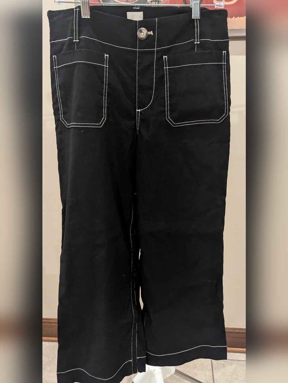Maeve Anthropologie The Colette Crop Wide-Leg Pants Contrast Stitch $50 Size 31